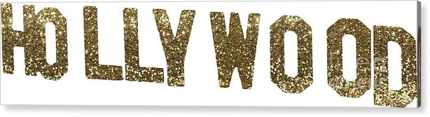 Hollywood Acrylic Print featuring the painting Hollywood Gold Glitter Sign by Mindy Sommers