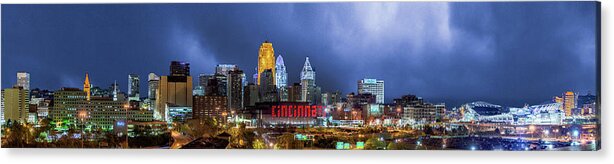 Town Acrylic Print featuring the photograph Panoramic Cincinnati Skyline by Dave Morgan