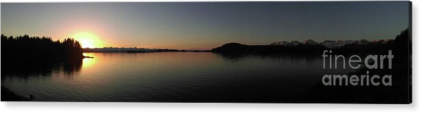 #juneau #douglas #alaska #ak #tours #cruise #sunset #calm #panorama #mendenhallglacier #vacation Acrylic Print featuring the photograph Sunset over the Chilkats by Charles Vice