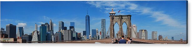 Wright Acrylic Print featuring the photograph Brooklyn Bridge and Lower Manhattan by Paulette B Wright