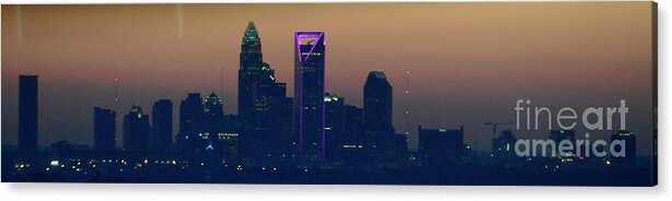 Charlotte Acrylic Print featuring the photograph Charlotte City Skyline Nightscape by David Oppenheimer