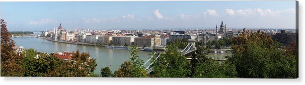 Panoramic Acrylic Print featuring the photograph Panorama Of Budapest And Danube River by Chlaus Lotscher