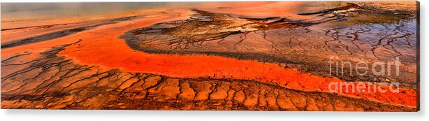 Grand Prismatic Acrylic Print featuring the photograph Grand Prismatic Bacterial Mat Panorama by Adam Jewell