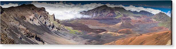 Haleakalā Acrylic Print featuring the photograph Haleakala Craters Pano by Janis Knight