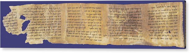 Ten Commandments Acrylic Print featuring the photograph The Ten Commandments on the Dead Sea Scrolls by C H Apperson
