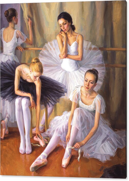 Ballet Painting Acrylic Print featuring the painting Black and white tutu by Serguei Zlenko