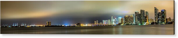 America Acrylic Print featuring the photograph Panorama of Biscayne Bay in Miami Florida by Andres Leon