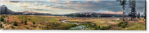 California Acrylic Print featuring the photograph California Mountains Tioga Meadow Stream panorama by Dan Carmichael