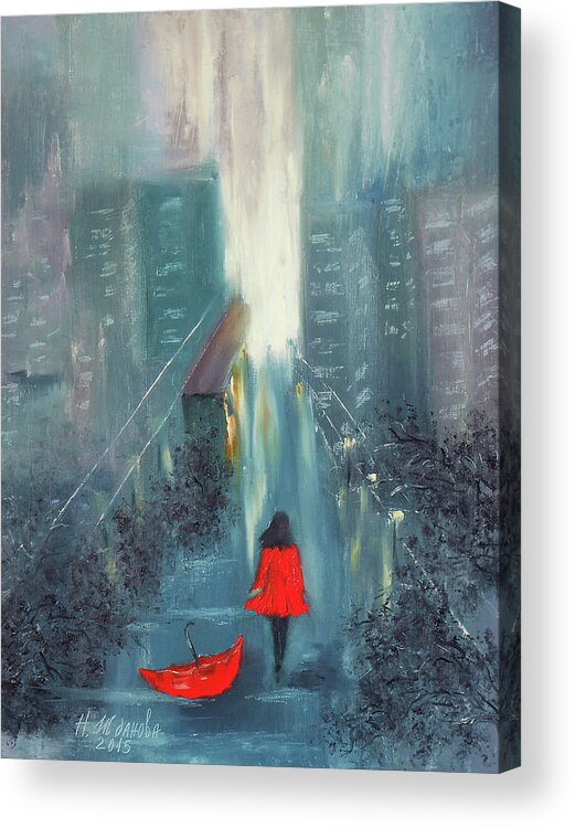 Printable Girl Wall Art City Rain Painting Printable Girl With Umbrella Silhouette Acrylic Print