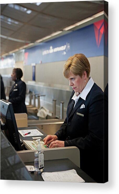 Human Acrylic Print featuring the photograph Airport Check-in Desk #1 by Jim West
