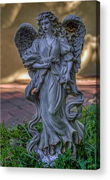 Grace Church Acrylic Print featuring the photograph Angel with Bird #1 by Jerry Gammon