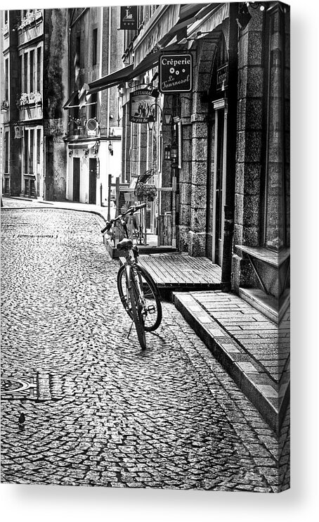 Town Acrylic Print featuring the photograph Bicycle and Sparrow 2 by Elf EVANS
