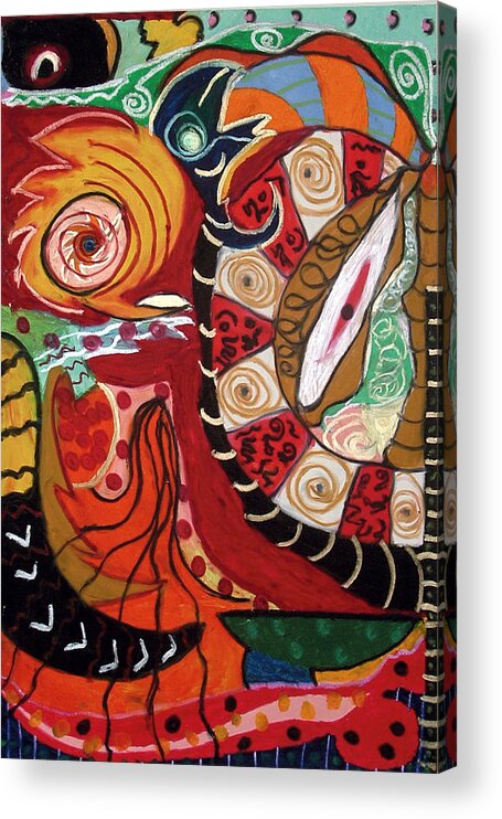 Birds.dragons Acrylic Print featuring the painting Birds Dragons Whales #1 by Clarity Artists
