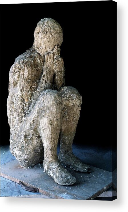 Human Acrylic Print featuring the photograph Body Cast Of Victim Of Pompeii Eruption #1 by Patrick Landmann/science Photo Library