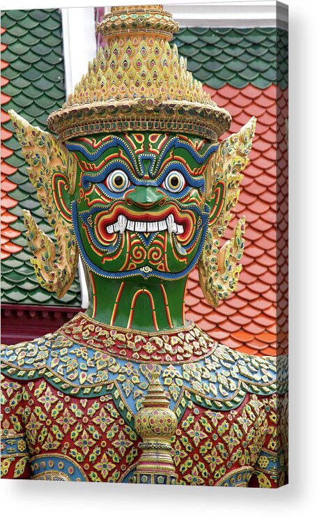 Asia Acrylic Print featuring the photograph Buddhist Mythology Yaksa Guarding #1 by David R. Frazier