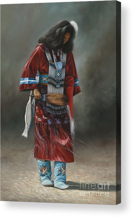 Native-american Acrylic Print featuring the painting Ceremonial Red #2 by Ricardo Chavez-Mendez