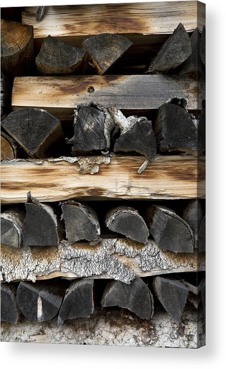 Firewood Acrylic Print featuring the photograph Firewood Stack #1 by Frank Tschakert