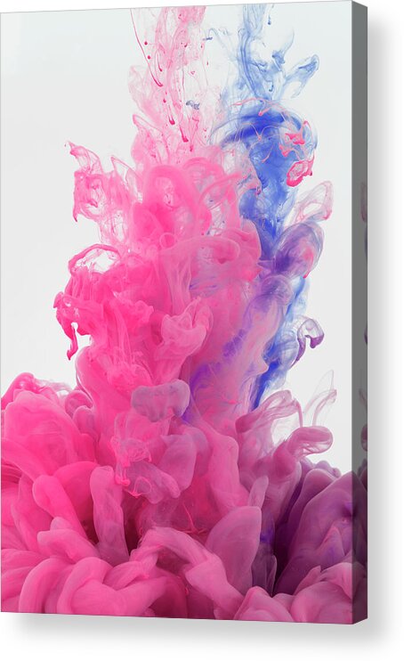 White Background Acrylic Print featuring the photograph Ink In Water On White Background #1 by Yagi Studio