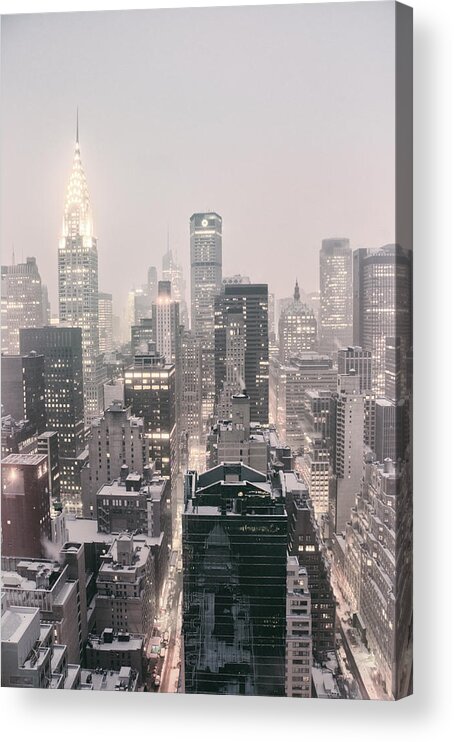Nyc Acrylic Print featuring the photograph New York City - Snow Covered Skyline #1 by Vivienne Gucwa