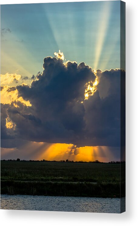 Blue Sky Acrylic Print featuring the photograph Rays From the Clouds #1 by Ed Gleichman