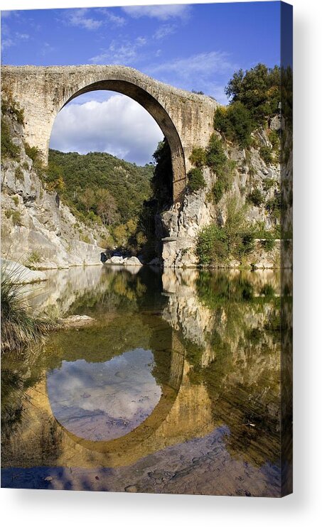 Colour Acrylic Print featuring the photograph Spain. Gerona. Garrotxa. Bridge #1 by Everett