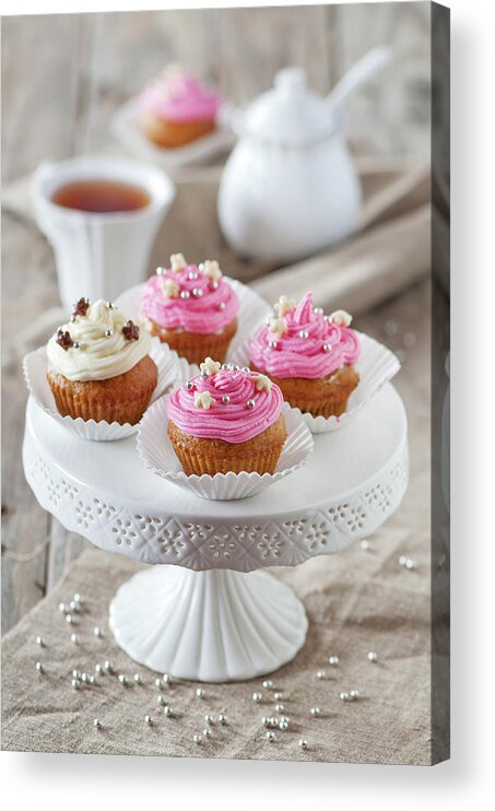 Temptation Acrylic Print featuring the photograph Sweet Cupcakes #1 by Oxana Denezhkina
