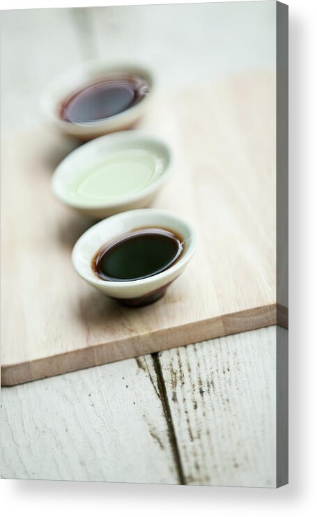 Asian And Indian Ethnicities Acrylic Print featuring the photograph Thai Sauces Ingredients For Asian #1 by Edenexposed