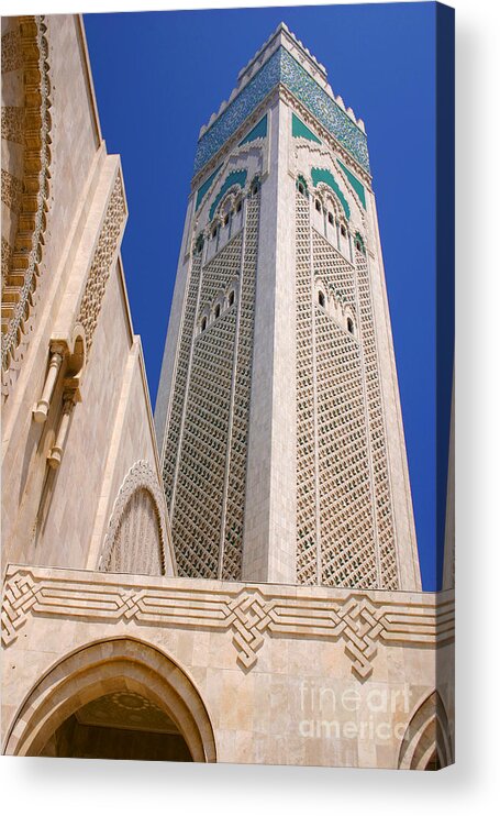 Hassan Ii Mosque Acrylic Print featuring the photograph The Hassan II Mosque Grand Mosque with the Worlds Tallest 210m Minaret Sour Jdid Casablanca Morocco #1 by PIXELS XPOSED Ralph A Ledergerber Photography