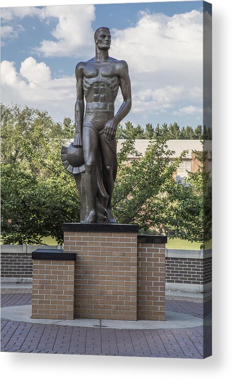 Michigan State University Acrylic Print featuring the photograph The Spartan Statue at MSU #1 by John McGraw