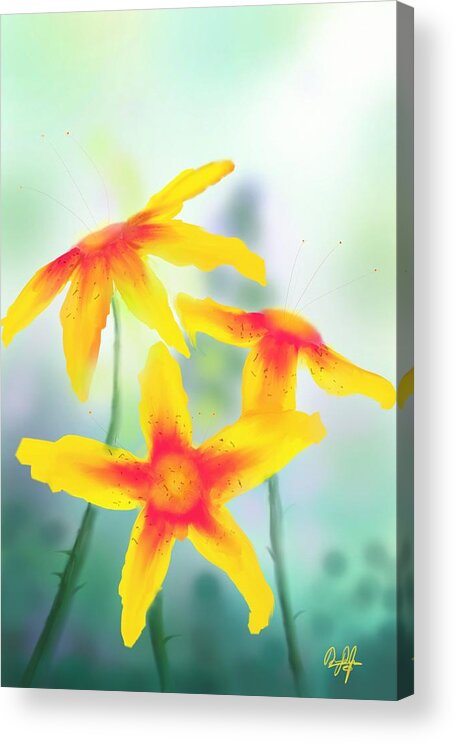 Flowers Acrylic Print featuring the digital art Triplets by Douglas Day Jones