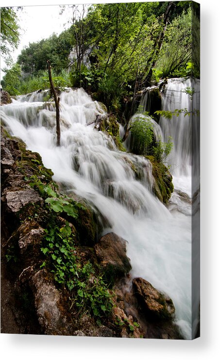 Plitvice Acrylic Print featuring the photograph Waterfall in Plitvice #1 by Laura Melis
