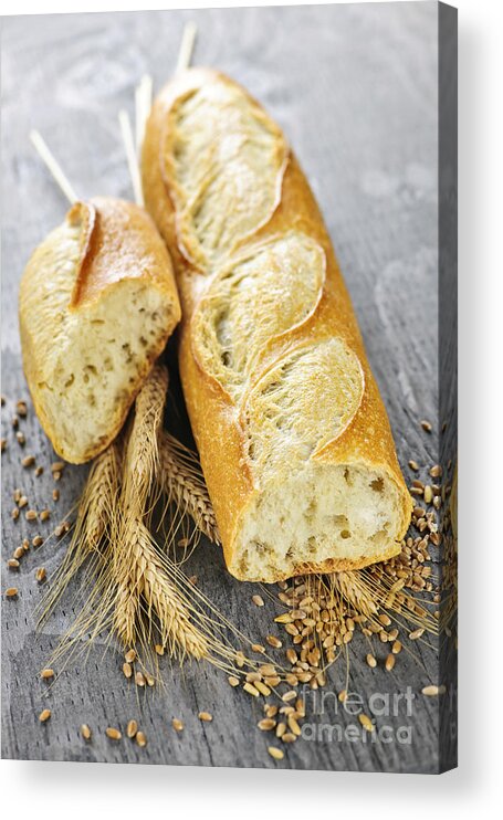 Bread Acrylic Print featuring the photograph White baguette 2 by Elena Elisseeva