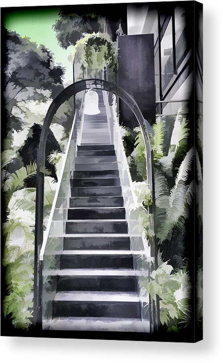 Asia Acrylic Print featuring the photograph Staircase leading to a higher level in Siloso Hotel in Sentosa #10 by Ashish Agarwal