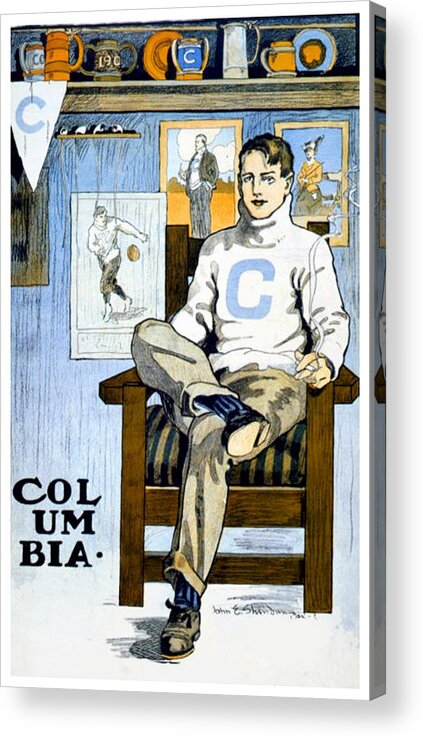 1901 Acrylic Print featuring the digital art 1902 - Columbia University Sports Poster - Color by John Madison