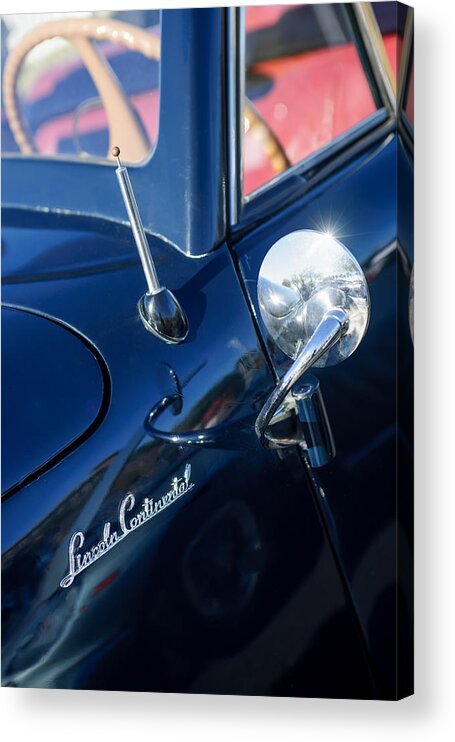 1941 Lincoln Continental Convertible Emblem Acrylic Print featuring the photograph 1941 Lincoln Continental Convertible Emblem by Jill Reger