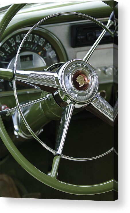 1953 Pontiac Acrylic Print featuring the photograph 1953 Pontiac Steering Wheel by Jill Reger