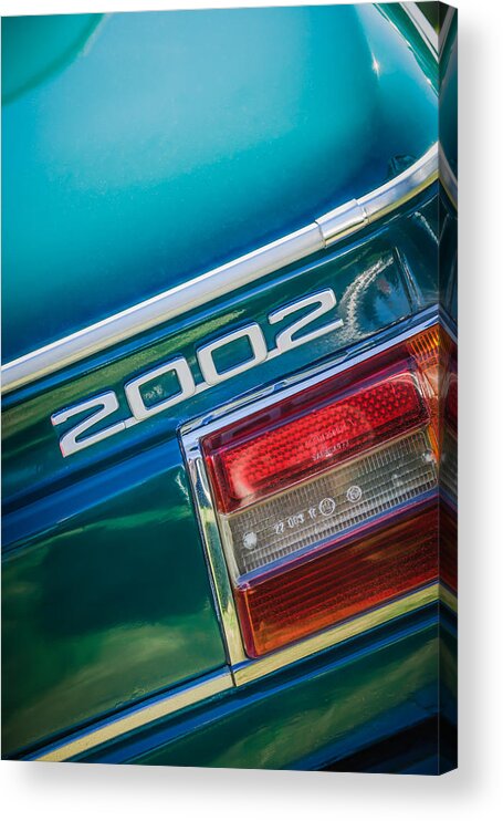 1974 Bmw 2002 Taillight Emblem Acrylic Print featuring the photograph 1974 BMW 2002 Taillight Emblem -2358c by Jill Reger