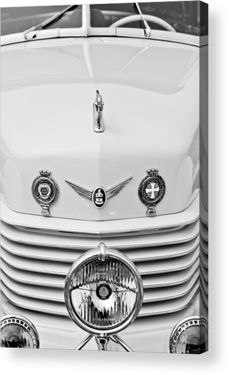 1937 Cord 812 Sc Convertible Phaeton Sedan Grille Emblems Acrylic Print featuring the photograph 1937 Cord 812 SC Convertible Phaeton Sedan Grille Emblems #2 by Jill Reger