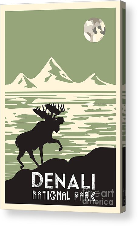 Mountain Acrylic Print featuring the digital art Alaska Denali National Park Poster by Celestial Images