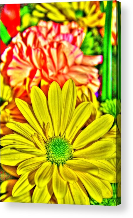 Hdr Acrylic Print featuring the photograph Bouquet of Flowers 1 #2 by Richard Zentner