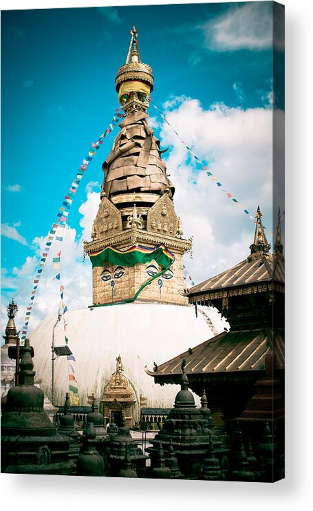 Wisdom Acrylic Print featuring the photograph Swayambhunath Stupa in Nepal #2 by Raimond Klavins
