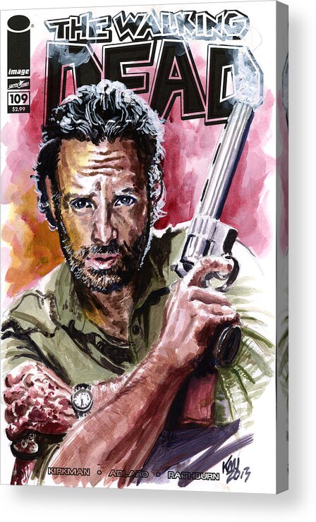 Walking Dead Acrylic Print featuring the painting Walking Dead Rick by Ken Meyer jr