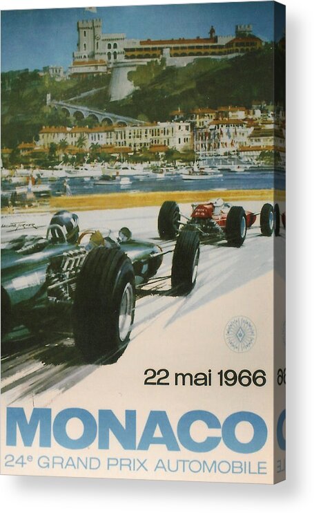 Monaco Grand Prix Acrylic Print featuring the digital art 24th Monaco Grand Prix 1966 by Georgia Fowler
