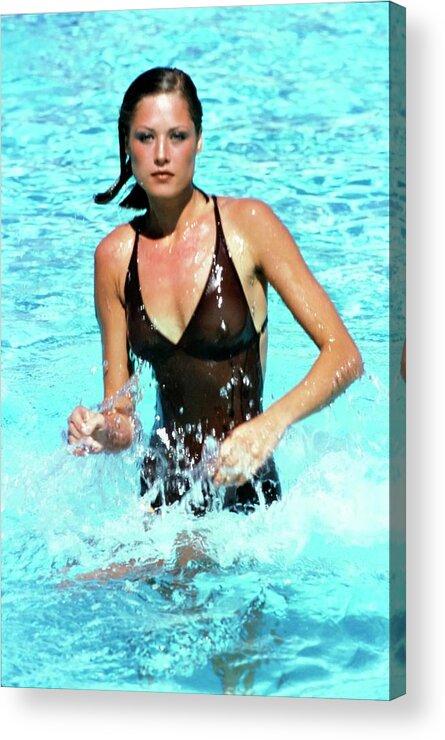 Swimwear Acrylic Print featuring the photograph Model Wearing A Catalina Swimsuit #3 by Arthur Elgort