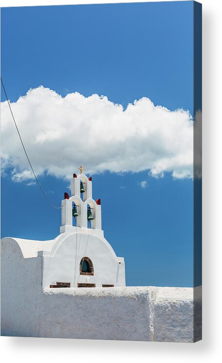 Scenics Acrylic Print featuring the photograph Orthodox Church In Santorini #3 by Deimagine