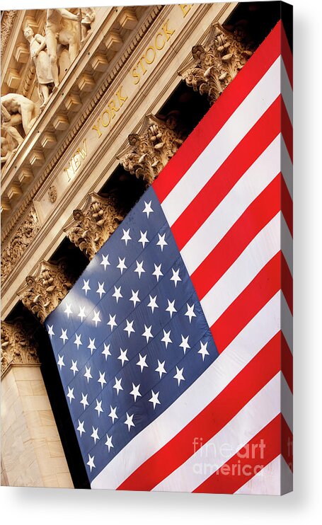 New York Acrylic Print featuring the photograph Wall Street Flag #4 by Brian Jannsen
