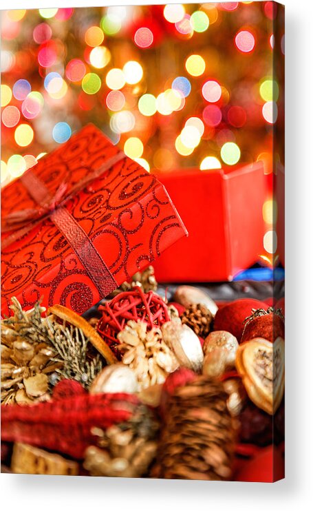Background Acrylic Print featuring the photograph Christmas Box #4 by Peter Lakomy