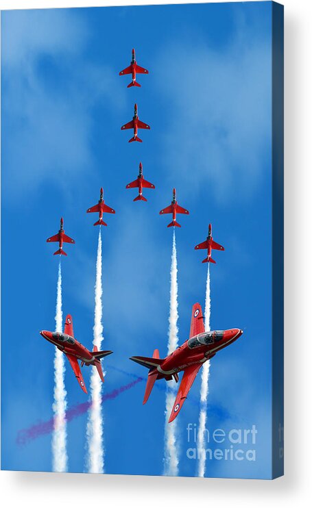 The Red Arrows Acrylic Print featuring the digital art The Red Arrows #4 by Airpower Art