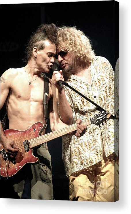 Van Halen Acrylic Print featuring the photograph Eddie Van Halen and Sammy Hagar - Van Halen by Concert Photos