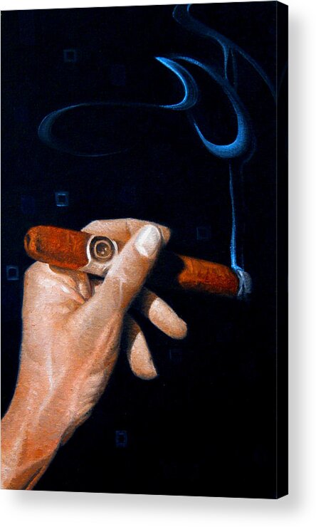 Cigars Acrylic Print featuring the painting 45 Minute Vacation by T S Carson